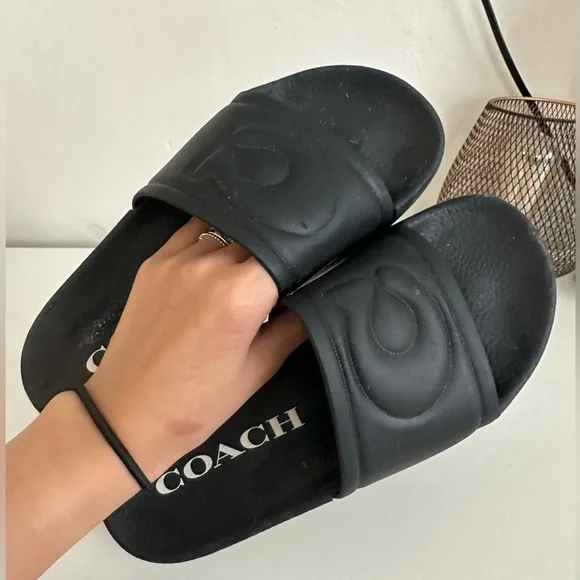 Coach Ulla Black Slides Pool Sandals - Picture 2 of 4